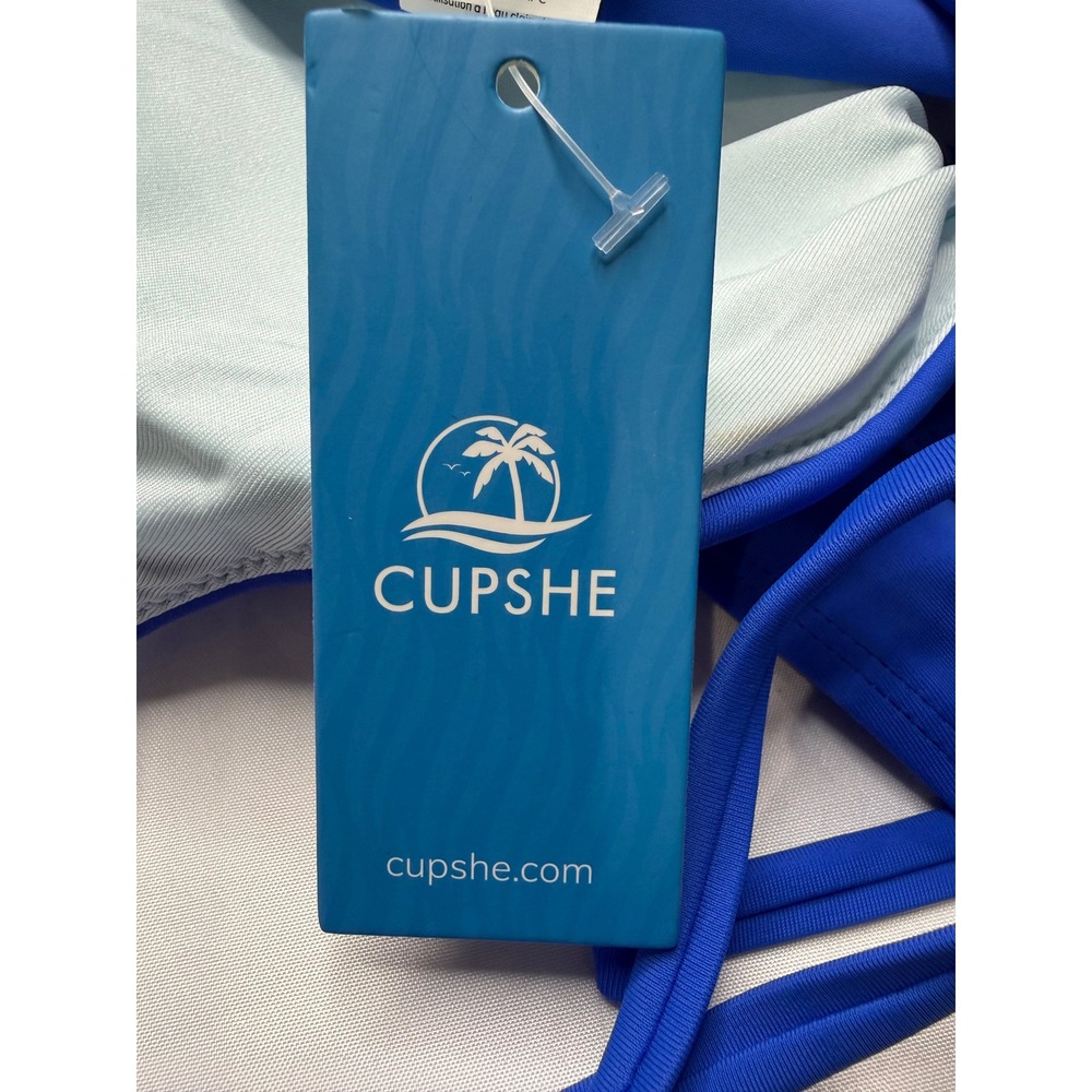 Cupshe Womens Royal Blue Lace Up Back Triangle Bikini Set Size M - Picture 13 of 15